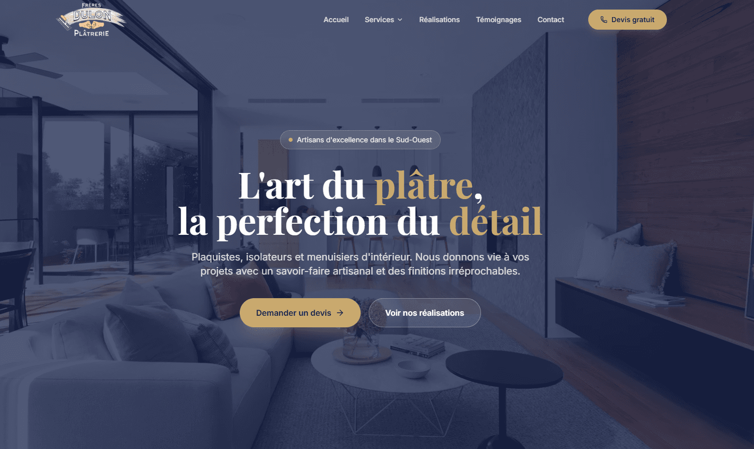 Création de site pour artisans | Plâtrerie Dulon