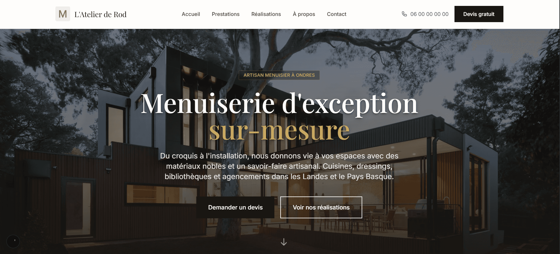 Création de site web menuisier – Maquette professionnelle pour artisans et entreprises de menuiserie
